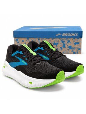 Brooks Ghost Max Mens 12.5 D Running Walking Shoes Black Atomic Blue Jasmine